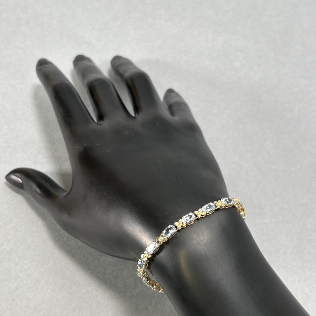 14K Yellow Gold Aquamarine 7" Bracelet; 6g