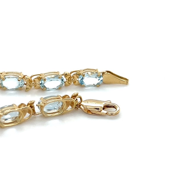 14K Yellow Gold Aquamarine 7" Bracelet; 6g