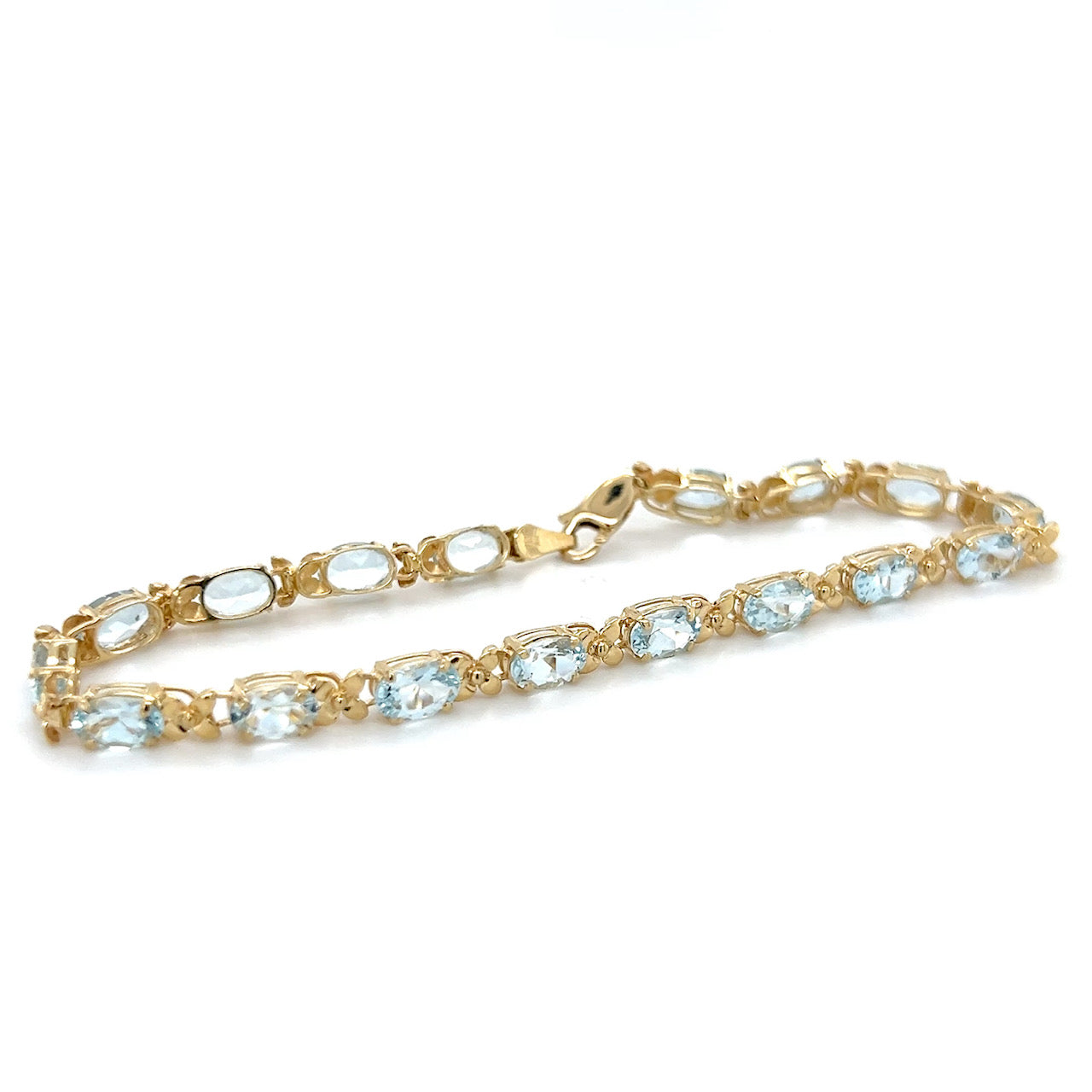14K Yellow Gold Aquamarine 7" Bracelet; 6g