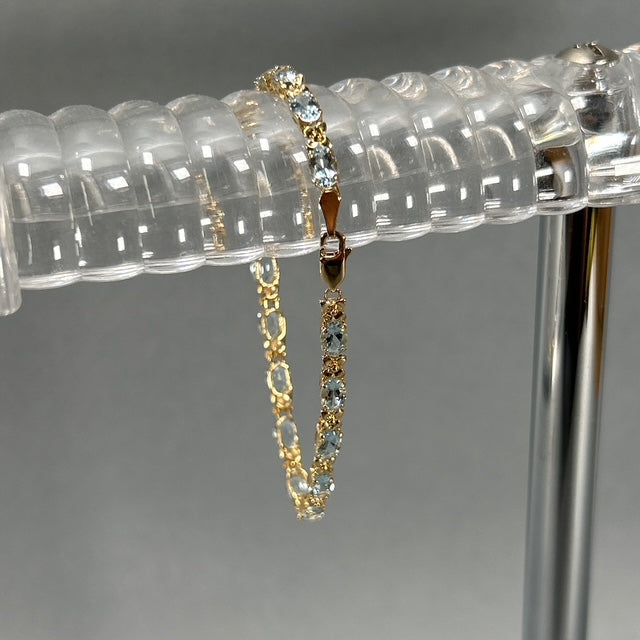 14K Yellow Gold Aquamarine 7" Bracelet; 6g