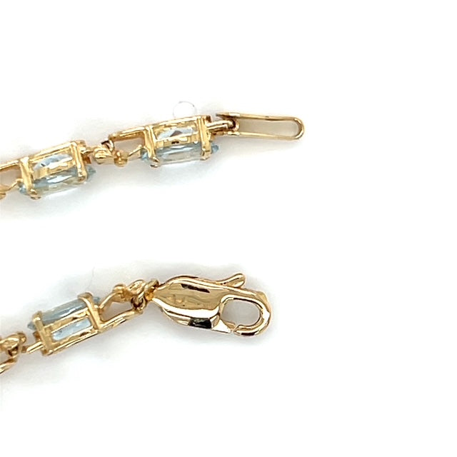 14K Yellow Gold Aquamarine 7" Bracelet; 6g
