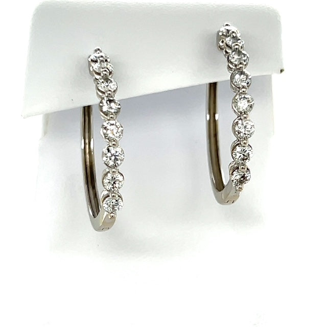 14K White Gold Diamond Hoop Earrings; 5.6g; 2.0CTW