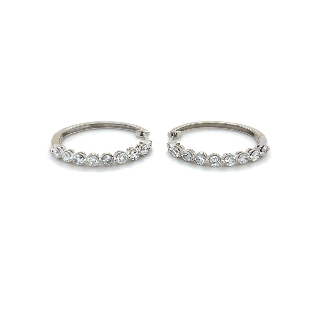 14K White Gold Diamond Hoop Earrings; 5.6g; 2.0CTW
