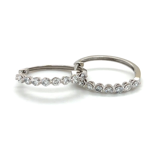 14K White Gold Diamond Hoop Earrings; 5.6g; 2.0CTW