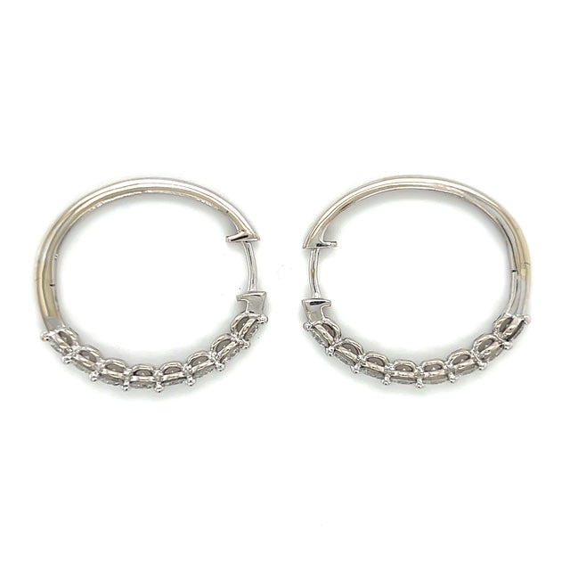 14K White Gold Diamond Hoop Earrings; 5.6g; 2.0CTW