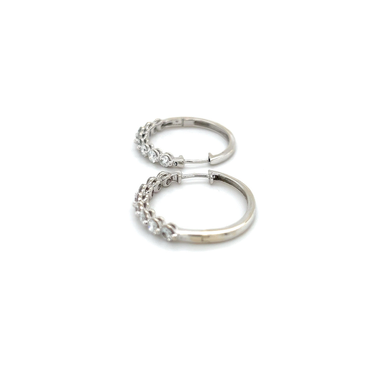 14K White Gold Diamond Hoop Earrings; 5.6g; 2.0CTW