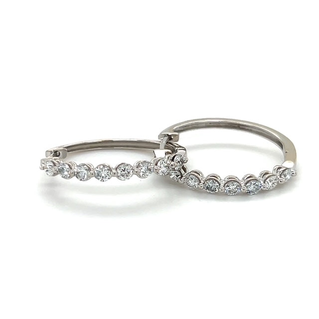 14K White Gold Diamond Hoop Earrings; 5.6g; 2.0CTW