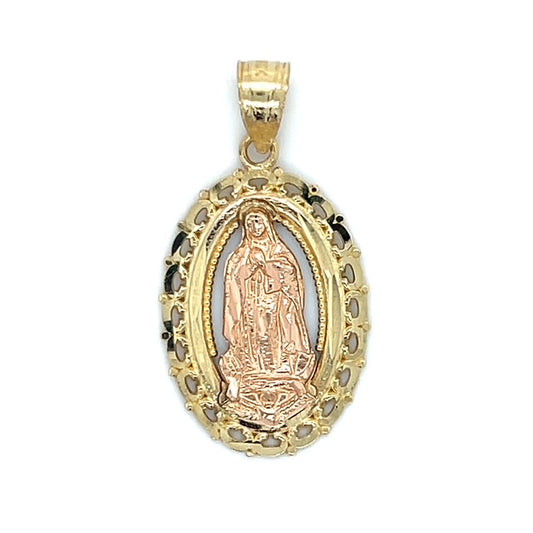 10K Two-Tone Gold Mary Pendant; 1.3g