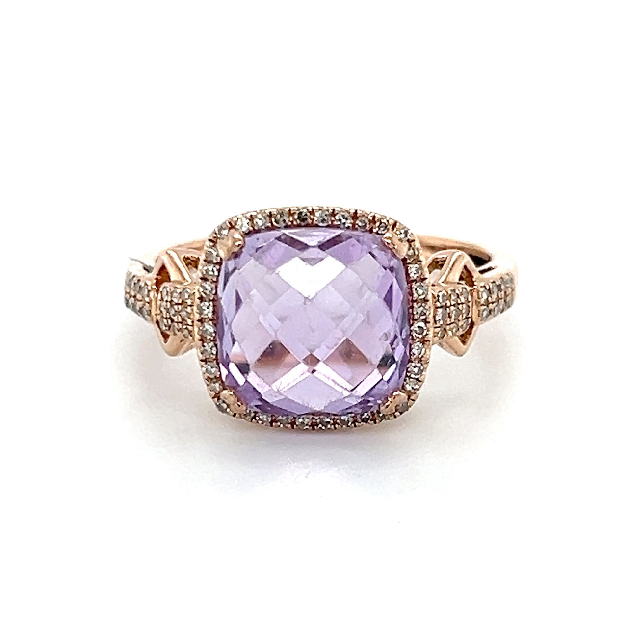 14K Yellow Gold Diamond & Amethyst Accent Ring; 3.8g; Size 9
