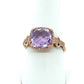 14K Yellow Gold Diamond & Amethyst Accent Ring; 3.8g; Size 9