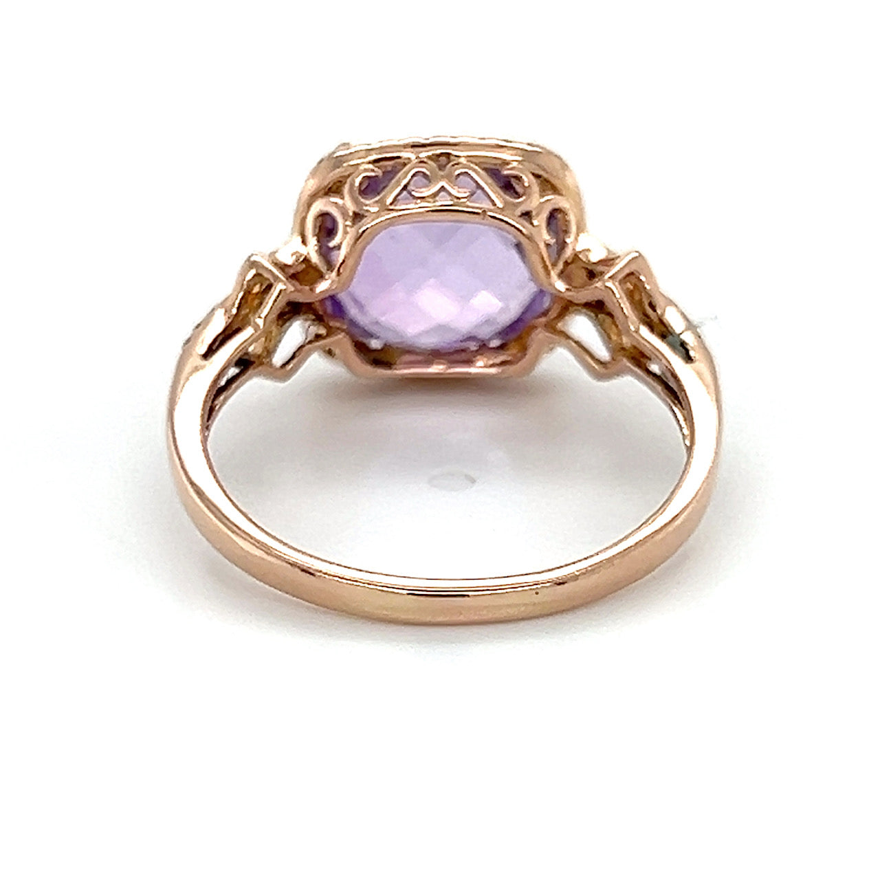 14K Yellow Gold Diamond & Amethyst Accent Ring; 3.8g; Size 9