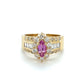 14K Yellow Gold Diamond & Pink Sapphire Lady's Ring; Size 7
