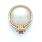 14K Yellow Gold Diamond & Pink Sapphire Lady's Ring; Size 7