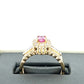 14K Yellow Gold Diamond & Pink Sapphire Lady's Ring; Size 7
