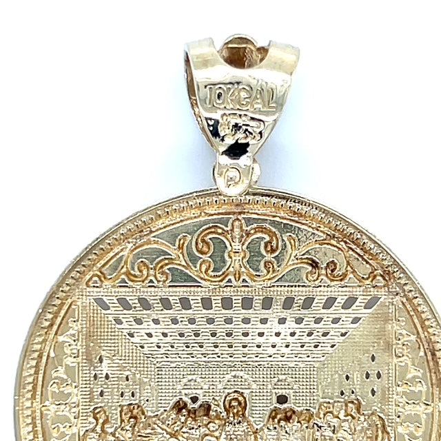 10K Yellow Gold Last Supper Circular Pendant; 7g