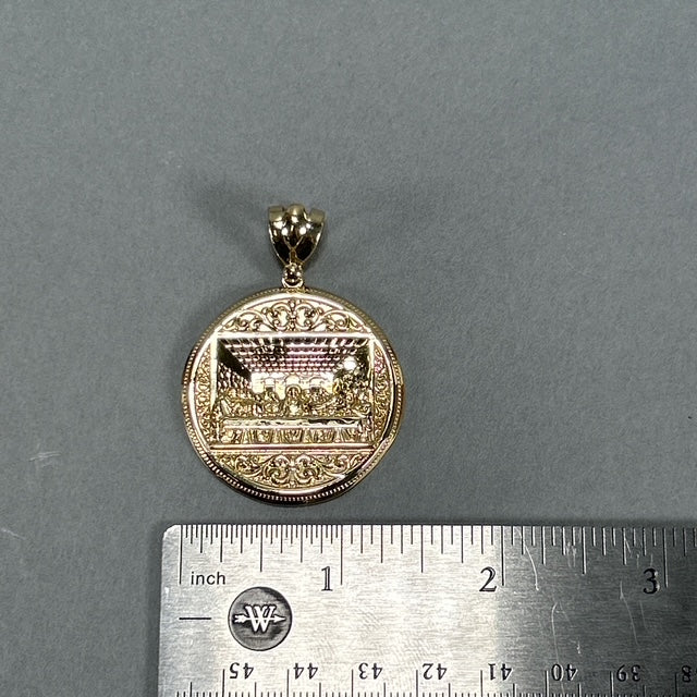 10K Yellow Gold Last Supper Circular Pendant; 7g