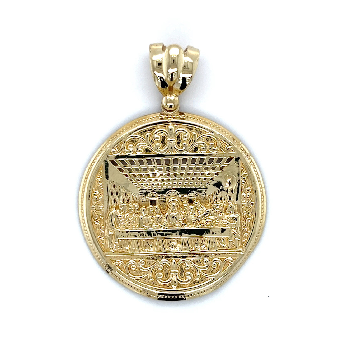 10K Yellow Gold Last Supper Circular Pendant; 7g