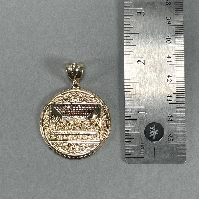 10K Yellow Gold Last Supper Circular Pendant; 7g