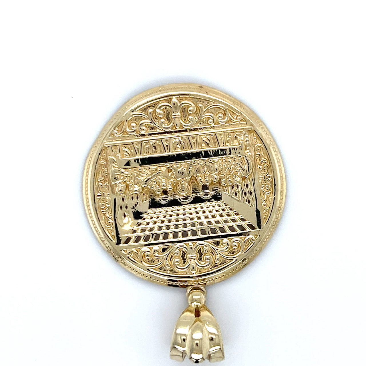 10K Yellow Gold Last Supper Circular Pendant; 7g