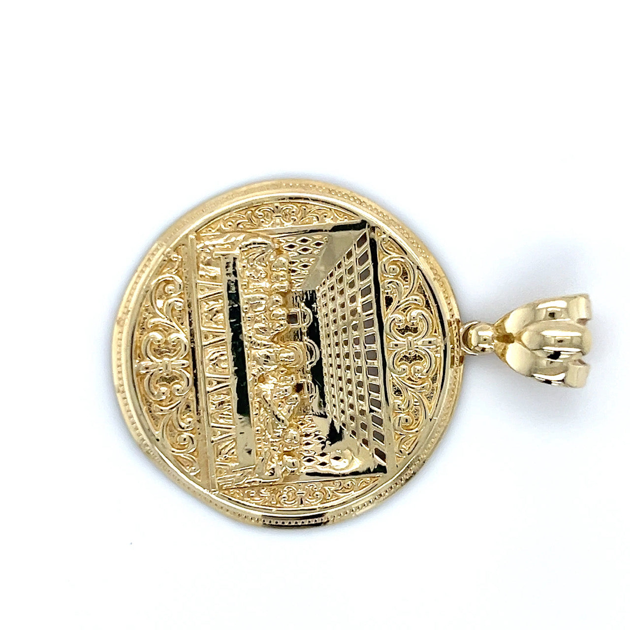 10K Yellow Gold Last Supper Circular Pendant; 7g