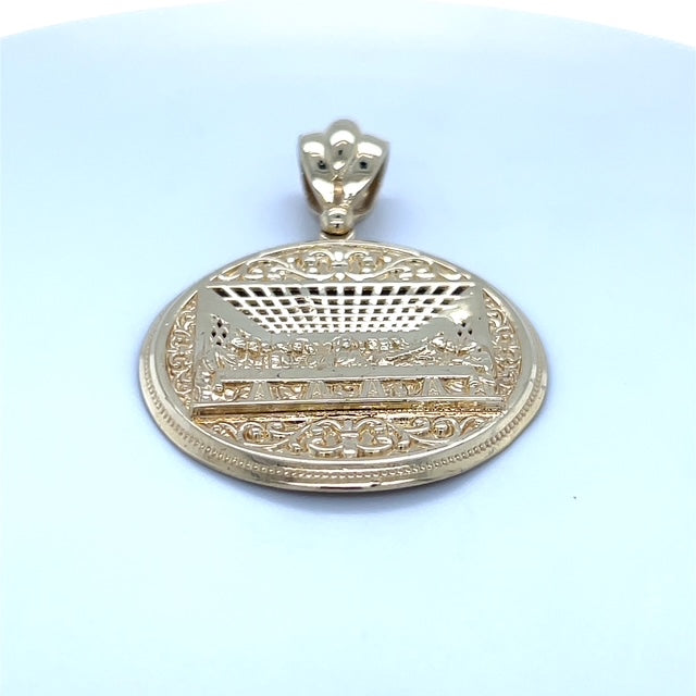 10K Yellow Gold Last Supper Circular Pendant; 7g