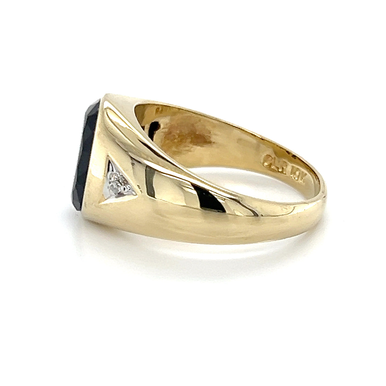 10K Yellow Gold Diamond & Onyx Gentleman's Ring; Size 11