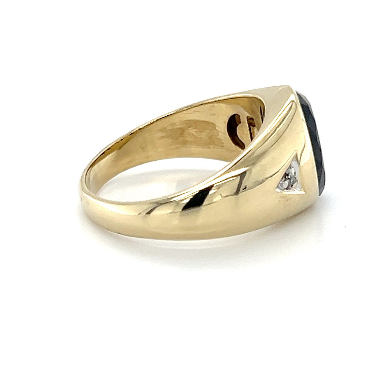 10K Yellow Gold Diamond & Onyx Gentleman's Ring; Size 11