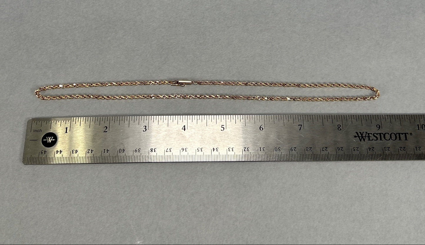 10K Yellow Gold 18" Rope Chain; 7.5g