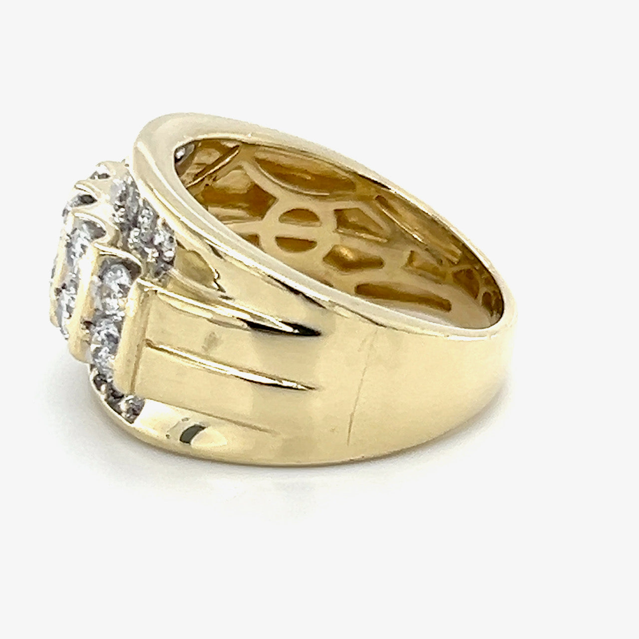 10K Yellow Gold Diamond Gentleman's Ring; Size 10