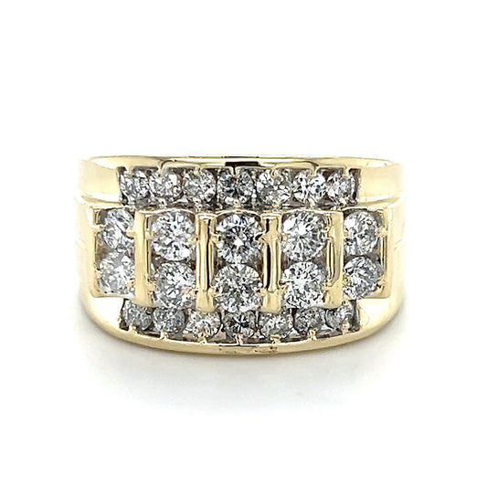 10K Yellow Gold Diamond Gentleman's Ring; Size 10