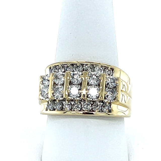 10K Yellow Gold Diamond Gentleman's Ring; Size 10