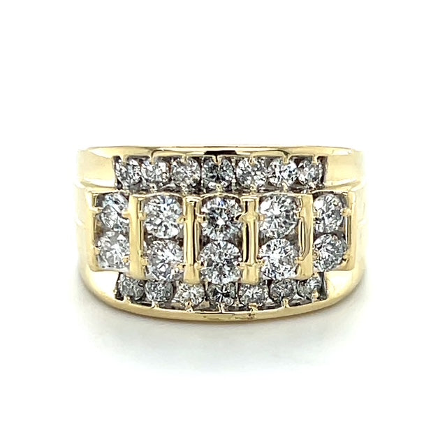 10K Yellow Gold Diamond Gentleman's Ring; Size 10