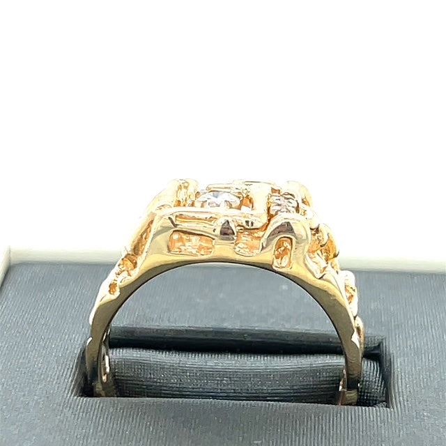 14K Yellow Gold Diamond Gentleman's Ring; Size 10