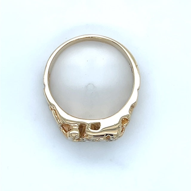14K Yellow Gold Diamond Gentleman's Ring; Size 10