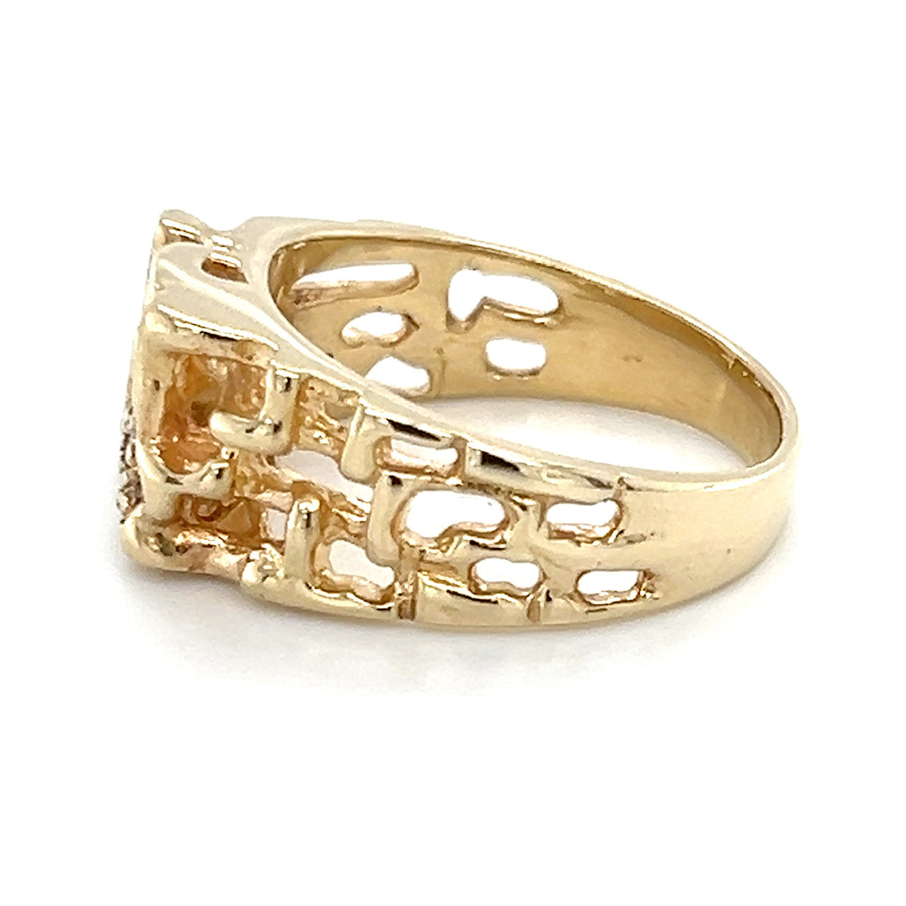 14K Yellow Gold Diamond Gentleman's Ring; Size 10