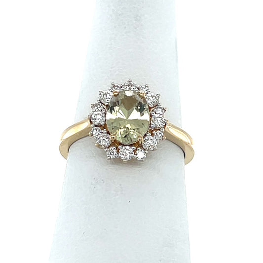 14K Yellow Gold Lady's Diamond & Stone Accent Ring; Size 7
