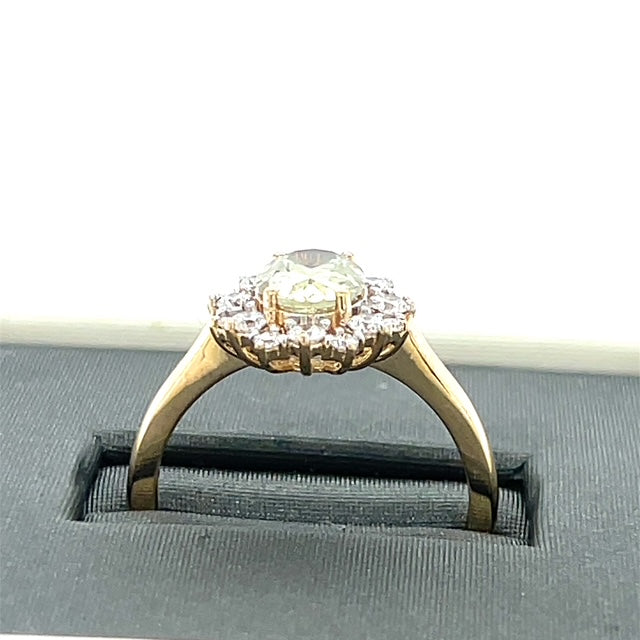 14K Yellow Gold Lady's Diamond & Stone Accent Ring; Size 7