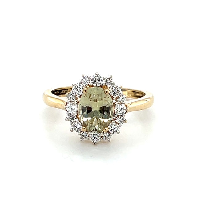 14K Yellow Gold Lady's Diamond & Stone Accent Ring; Size 7