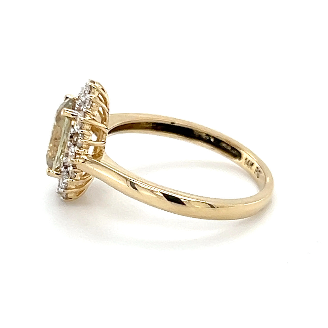 14K Yellow Gold Lady's Diamond & Stone Accent Ring; Size 7
