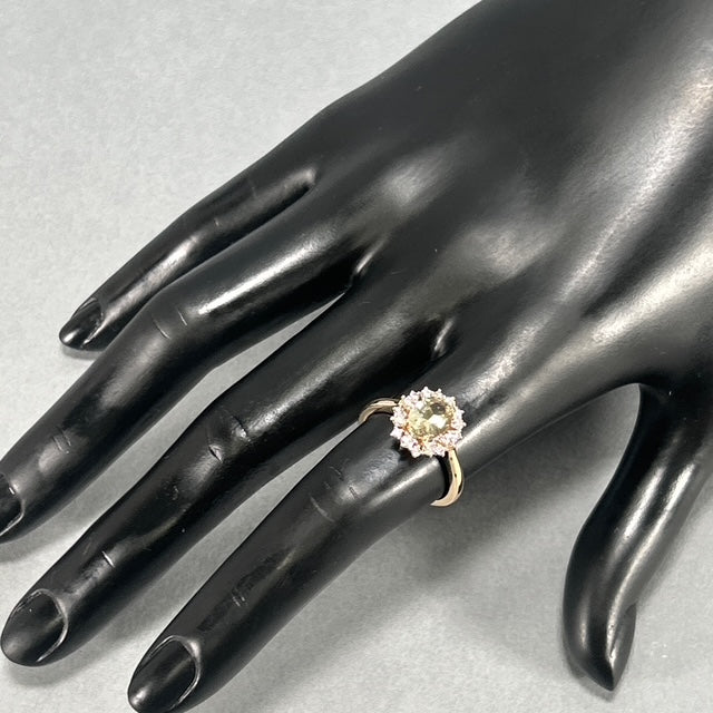 14K Yellow Gold Lady's Diamond & Stone Accent Ring; Size 7