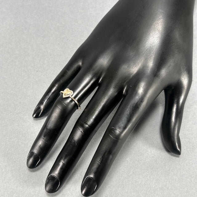 10K Yellow Gold Diamond Lady's Heart Ring; Size 7