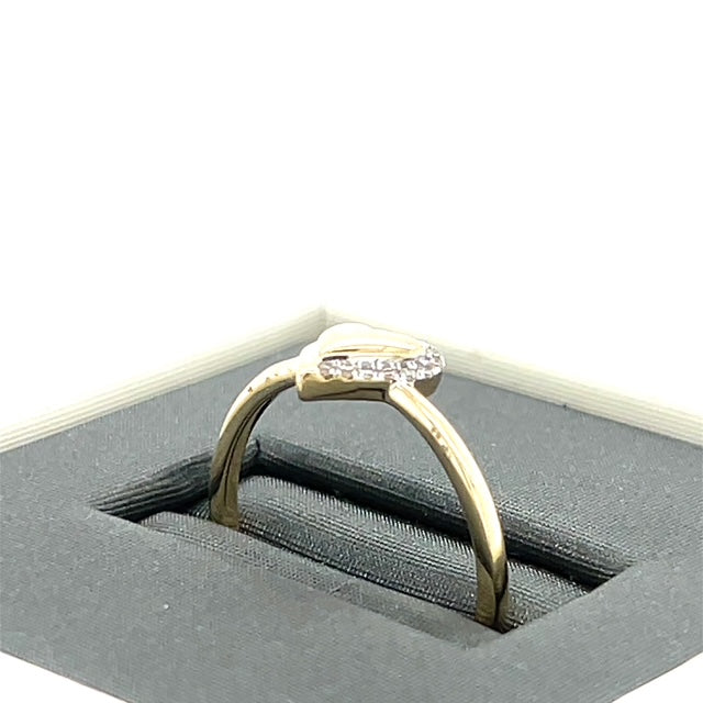 10K Yellow Gold Diamond Lady's Heart Ring; Size 7