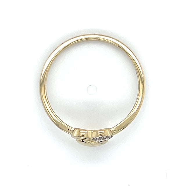 10K Yellow Gold Diamond Lady's Heart Ring; Size 7