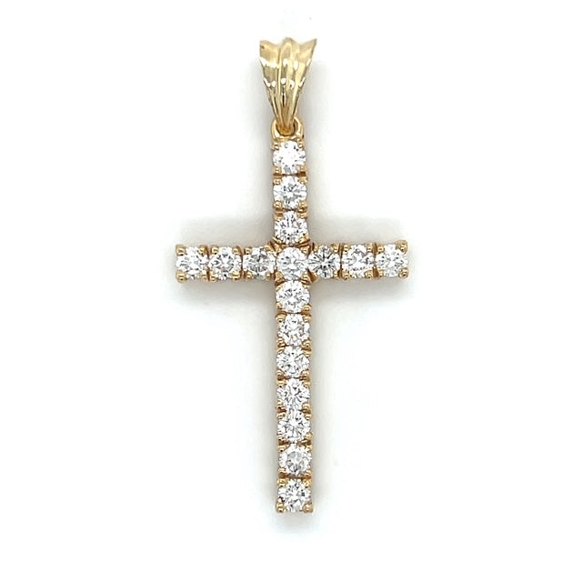 14K Yellow Gold Diamond Cross Pendant; 3.4g