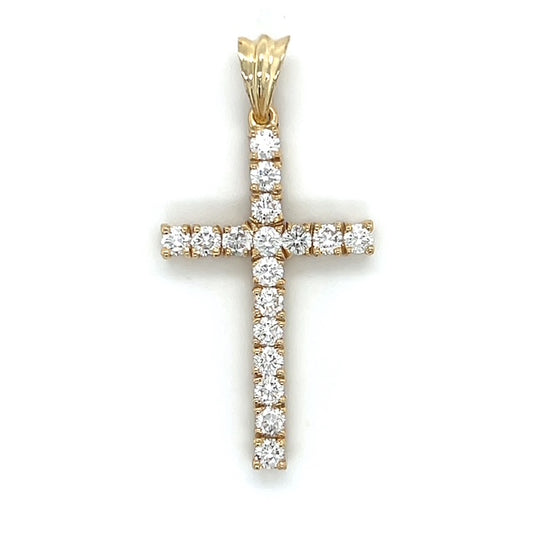 14K Yellow Gold Diamond Cross Pendant; 3.4g