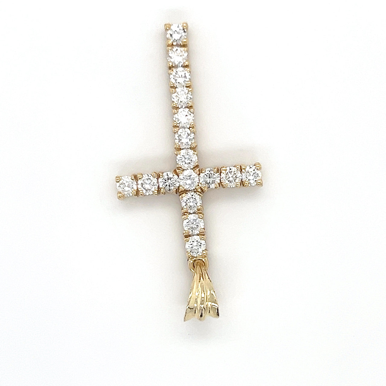 14K Yellow Gold Diamond Cross Pendant; 3.4g