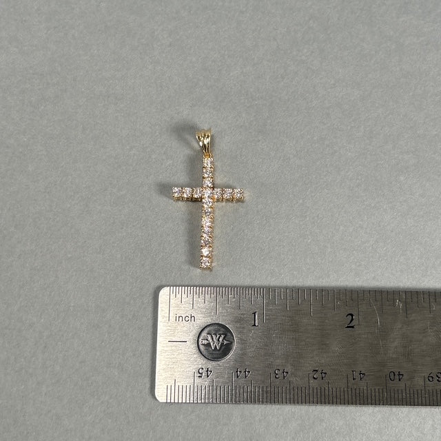 14K Yellow Gold Diamond Cross Pendant; 3.4g