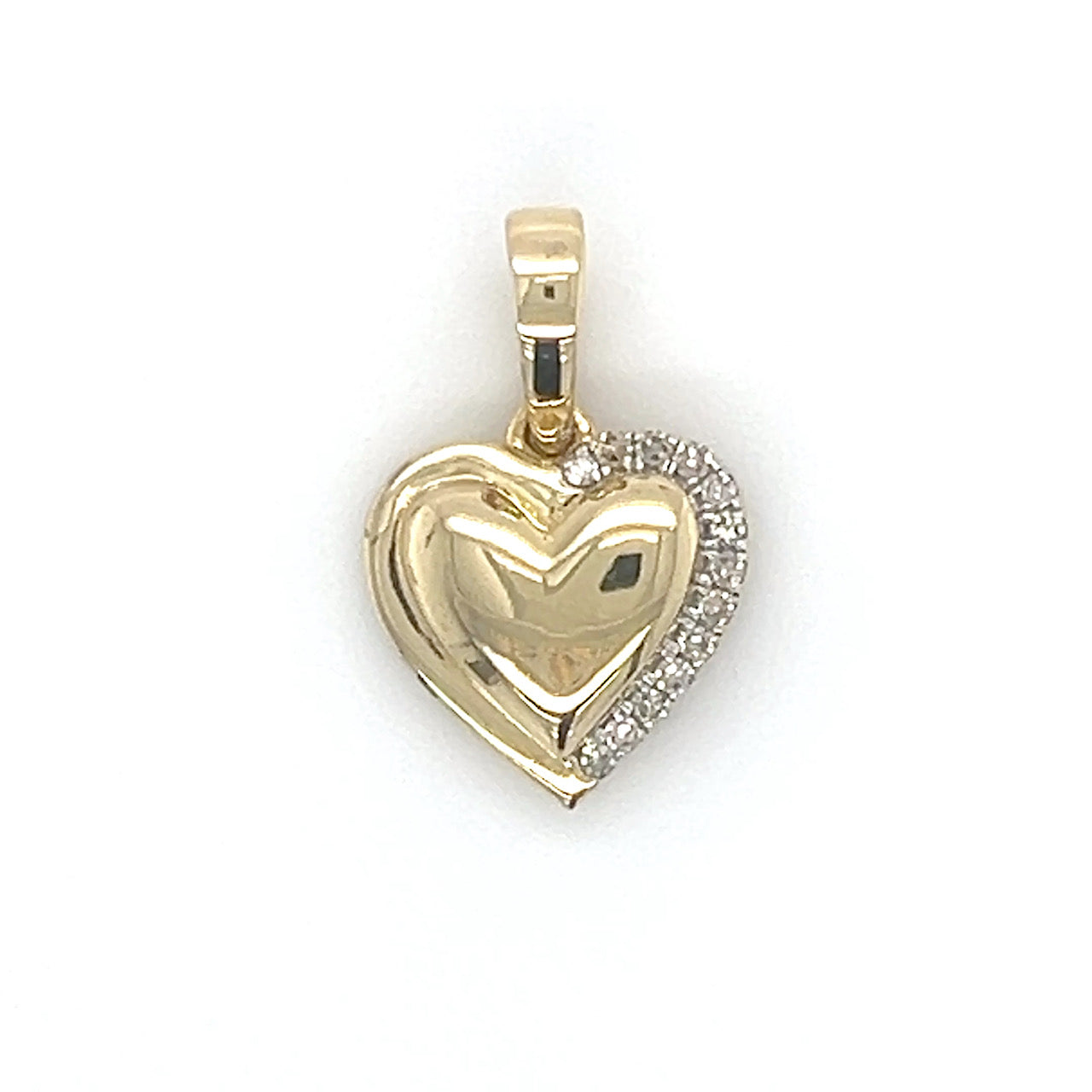 10K Yellow Gold Diamond Heart Pendant; 0.05CTW; 1.3g