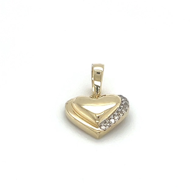 10K Yellow Gold Diamond Heart Pendant; 0.05CTW; 1.3g