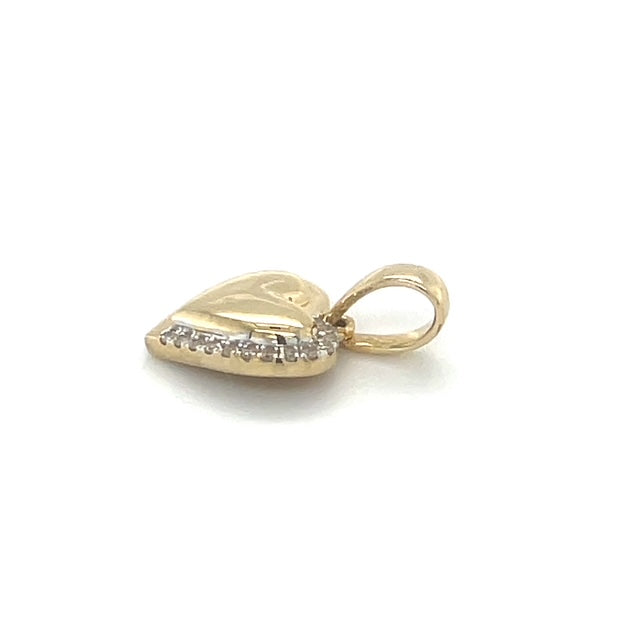 10K Yellow Gold Diamond Heart Pendant; 0.05CTW; 1.3g